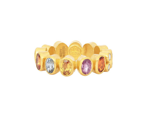 *SPECIAL ORDER TODAY* GURHAN Prism One-of-a-Kind 24K Gold Sapphire Band Ring, 6x4mm Oval All Around Gemstones