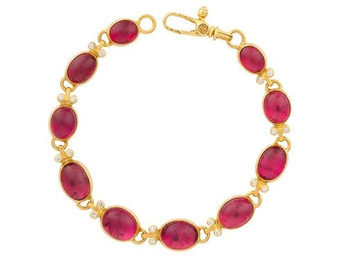 *SPECIAL ORDER TODAY* GURHAN Rune One-of-a-Kind 24K Gold Tourmaline All Around Single-Strand Bracelet, Mixed Oval