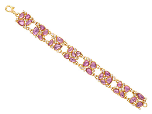 *SPECIAL ORDER TODAY* GURHAN Pointelle One-of-a-Kind 24K Gold Sapphire Cluster Single-Strand Bracelet, Rosecut Amorphous Shapes