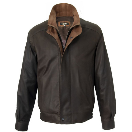 *COMING SOON* Remy Men's Leather Double Collar Bomber Jacket in Chocolate/Dakota