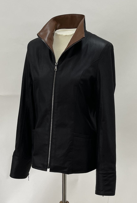 *COMING SOON* Remy Women's Leather Single Collar Jacket in Peat/Timber