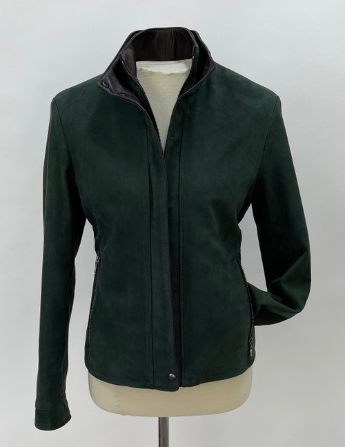 *ORDER TODAY* Remy Women's Leather Double Collar Jacket in Forest/Rustic