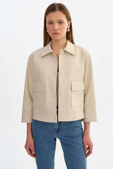 *ORDER TODAY* LAMARQUE Elara Faux Leather Jacket in Bone