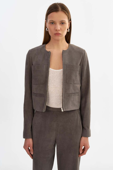 *ORDER TODAY* LAMARQUE Linette S Suede Jacket in Steel Grey
