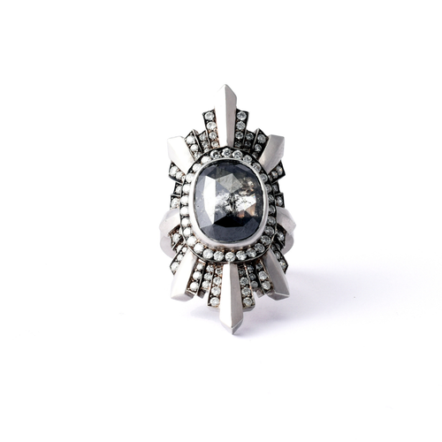 Sylva & Cie. 18K White Gold Stella Ring, Size 6.75
