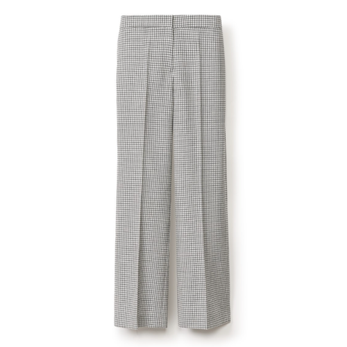 Fabiana Filippi Pied De Poule Straight Leg Trousers in White/Black/Stone, Size 42
