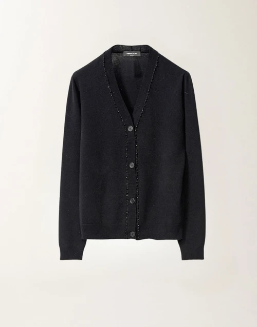 Fabiana Filippi Platinum Cardigan in Black, Size 38