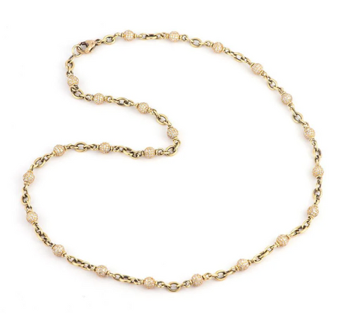 *RESERVE TODAY* Sylva & Cie. 18K Yellow Gold Diamond Beaded Necklace, 18"