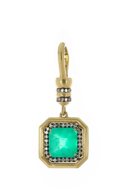 *RESERVE TODAY* Sylva & Cie. 18K Yellow Gold Colombian Emerald Neo Clasp Pendant