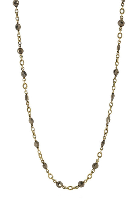 *RESERVE TODAY* Sylva & Cie. 18K Yellow GoldHematite Beaded Necklace, 32"