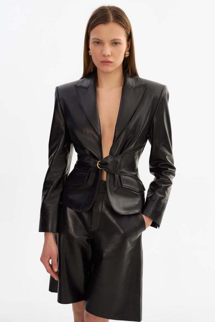 *ORDER TODAY* LAMARQUE Wiley Belted Leather Blazer in Black