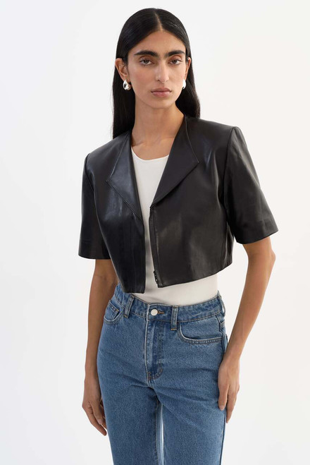 *ORDER TODAY* LAMARQUE Aviana Collarless Leather Jacket in Black