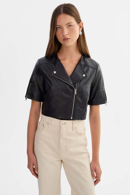 *ORDER TODAY* LAMARQUE Kirsi Cropped Biker Jacket in Black