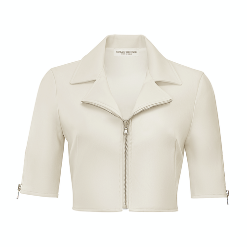 *ORDER TODAY* Susan Bender Short Sleeve Moto in Ivory