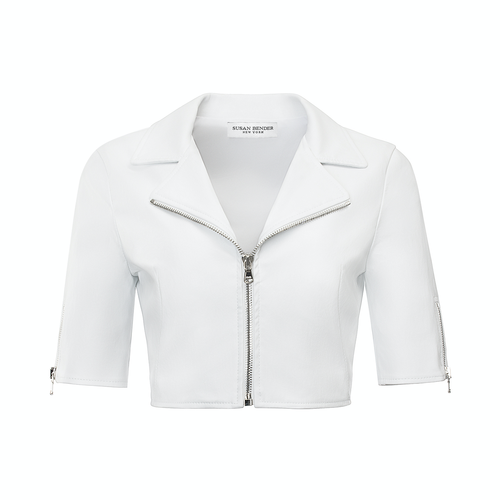 *ORDER TODAY* Susan Bender Short Sleeve Moto in White