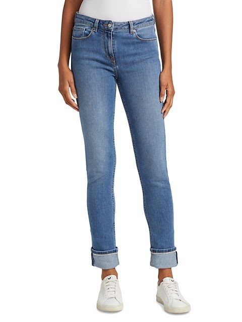Fabiana Filippi Slim Cut Beaded Cuff Jeans in Denim, Size 40
