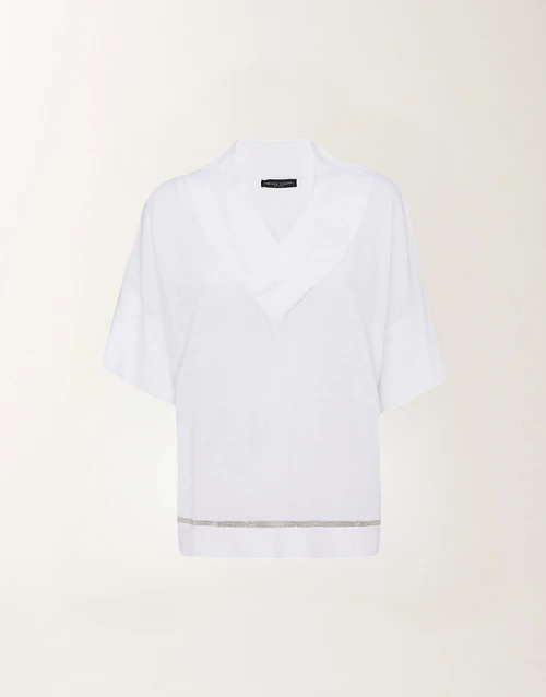 Fabiana Filippi Cotton Sweater in White, Size 48