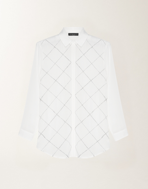 Fabiana Filippi Sheer Embroidered Silk Blouse in Cream, Size 42 