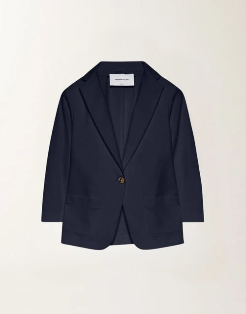 Fabiana Filippi Jersey Blazer in Blue Ink, Size 42