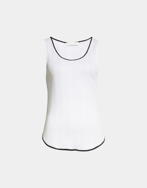 Fabiana Filippi Ribbed Trim Embellished Jersey Tank Top in White