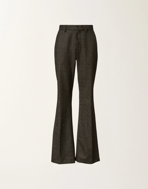 Fabiana Filippi Slubbed Prince of Wales Boot Cut Trousers in Brown/Black, Size 42