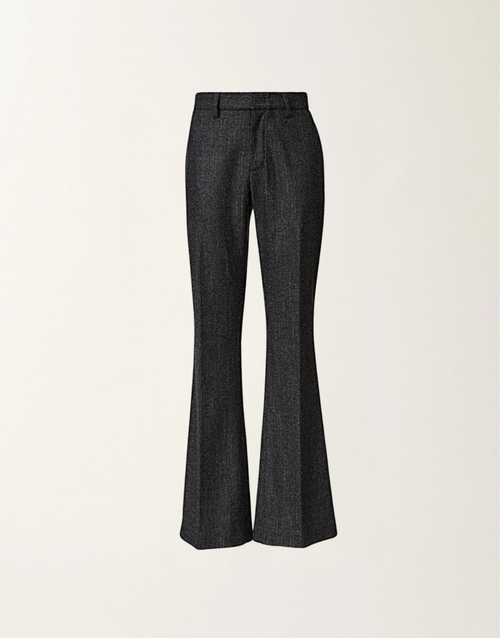 Fabiana Filippi Slubbed Pinstripe Bootcut Trousers in Antracite, Size 44