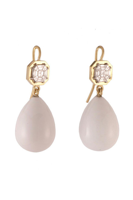 *ORDER TODAY* Sylva & Cie. 18K Yellow Gold Diamond Cocholong Drop Earrings