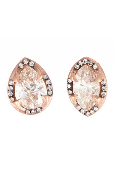 *ORDER TODAY* Sylva & Cie. 18K Rose Gold Diamond Mismatch Stud Earrings