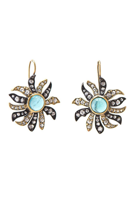 *ORDER TODAY* Sylva & Cie. Platinum Apatite Floral Earrings