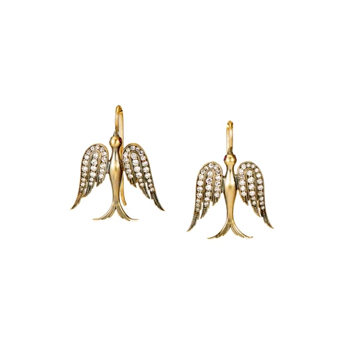 *ORDER TODAY* Sylva & Cie. 18K Yellow Gold Small Swallow Earrings