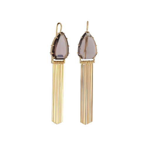 Sylva & Cie. 18K Yellow Gold Smokey Topaz Sima Earrings