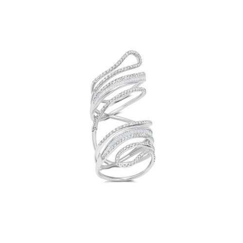 Graziela 18K White Gold Hinged Diamond Paisley Ring