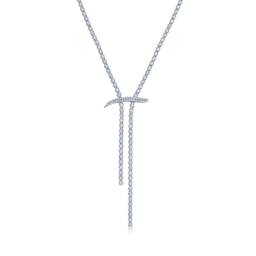 Graziela 18K White Gold Mega Swirl Slide Lariat Necklace, 40"