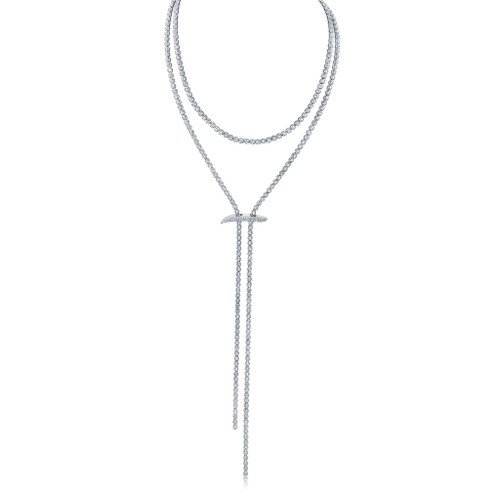 Graziela 18K White Gold Mega Swirl Slide Lariat Necklace, 40"