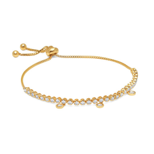 Graziela 18K Yellow Gold Diamond Floating Bolo Bracelet, 9"