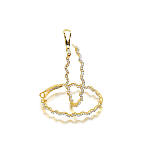 Graziela 18K Yellow Gold Rio Diamond Inside Outside Hoop Earrings