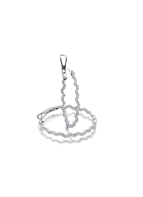 Graziela 18K White Gold Rio Diamond Inside Outside Hoop Earrings