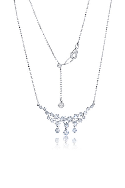 Graziela 18K White Gold Floating Diamond Bib Necklace, 18"