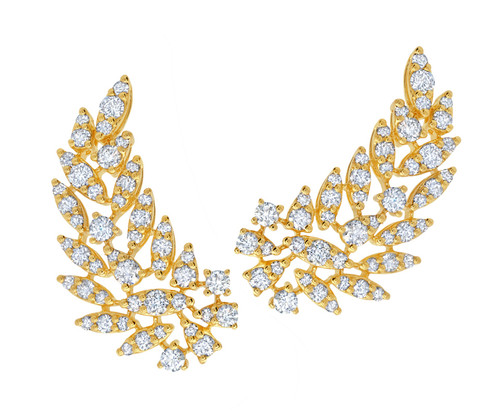 Graziela 18K Yellow Gold Asa Diamond Ear Climbers