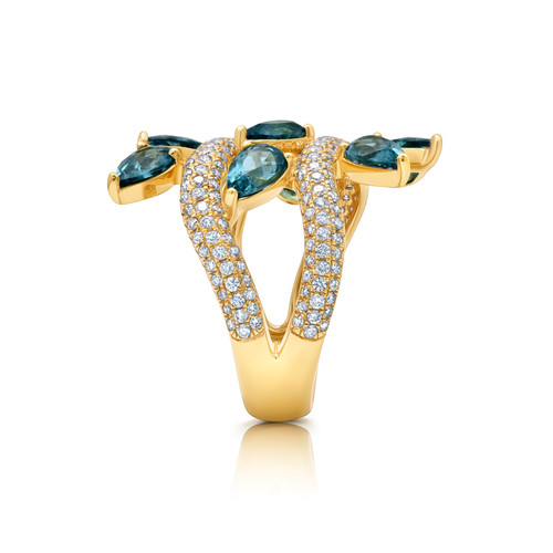 Graziela 18K Gold Graziela Tourmaline & Diamond Vine Ring
