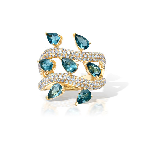 Graziela 18K Gold Graziela Tourmaline & Diamond Vine Ring