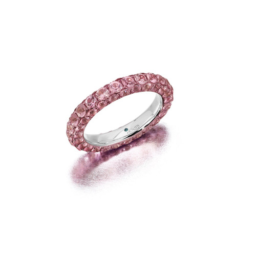 Graziela 18K White Gold Pink Sapphire & Pink Rhodium 3 Sided Ring