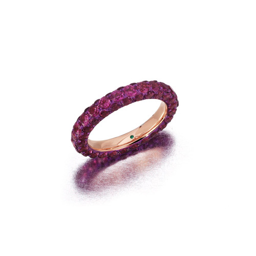 Graziela 18K Rose Gold Rhodolite & Magenta Rhodium 3 Sided Ring