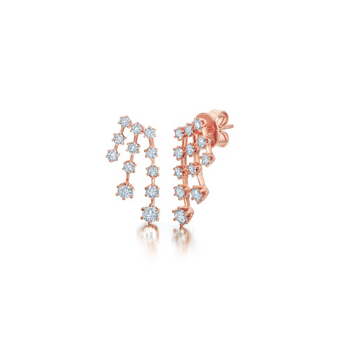 Graziela 18K Rose Gold Floating Diamond Fall Earrings