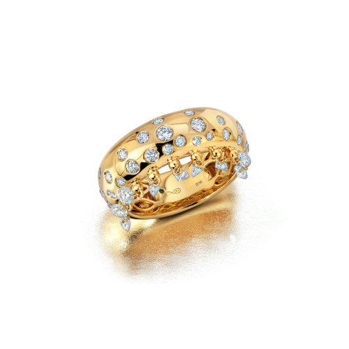Graziela 18K Yellow Gold Dazzling Floating Diamond Cigar Band