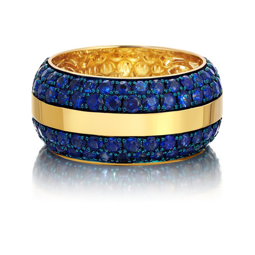 Graziela 18K Yellow Gold Ouro Blue Sapphire Band Ring