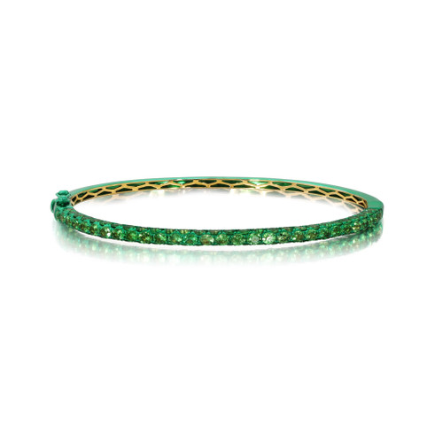Graziela 18K Yellow Gold Tsavorite & Green Rhodium 3 Sided Bangle