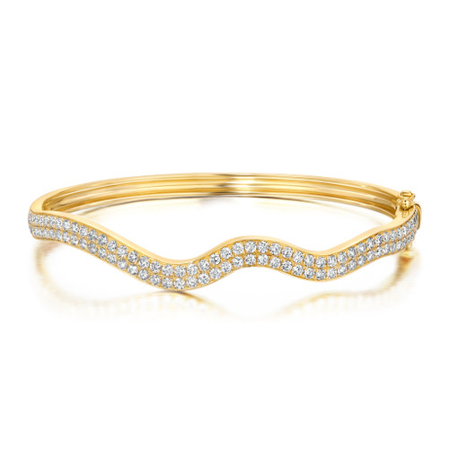Graziela 18K Yellow Gold Rio Double Diamond Bangle