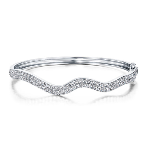 Graziela 18K White Gold Rio Double Diamond Bangle