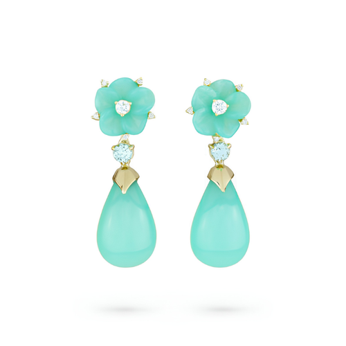 Paul Morelli 18K Yellow Gold Carved Flower Drop Earrings
